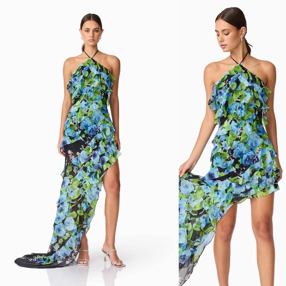 Brand New- Elliatt Briony Asymmetrical Maxi Dress in Black Floral 🦋